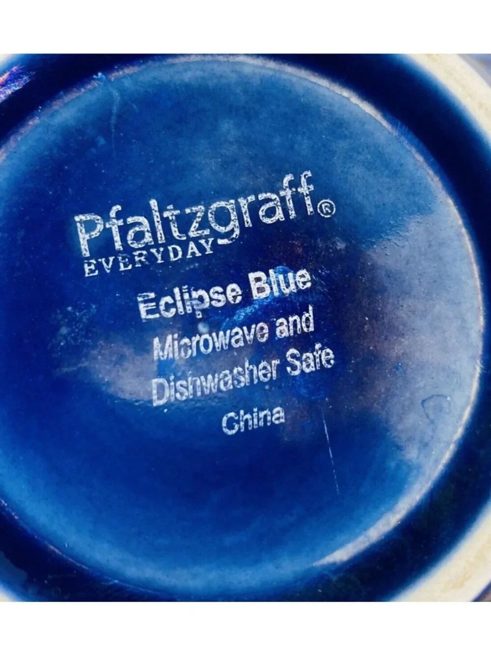 Pfaltzgraff ECLIPSE BLUE WhiteTextured Rim Stoneware Soup Cereal Bowl Set of 2